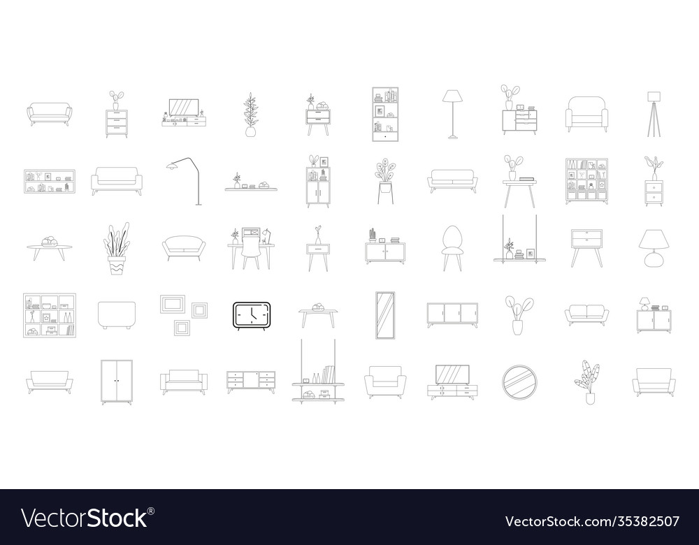 Isolated set household draw items Royalty Free Vector Image