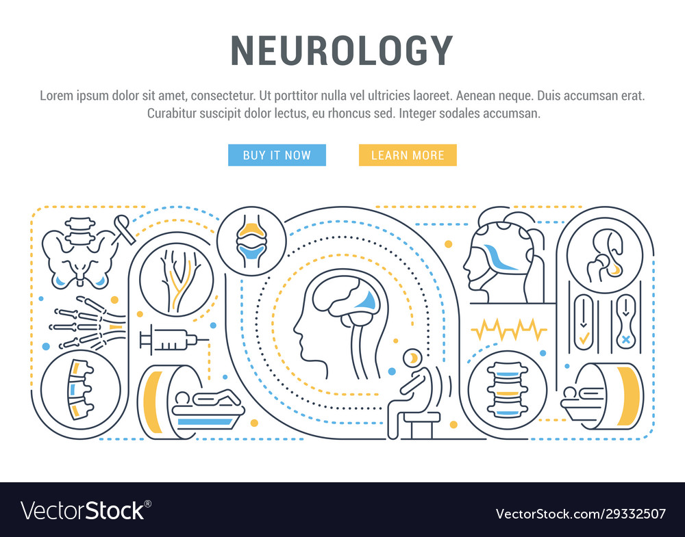 Linear banner neurology Royalty Free Vector Image