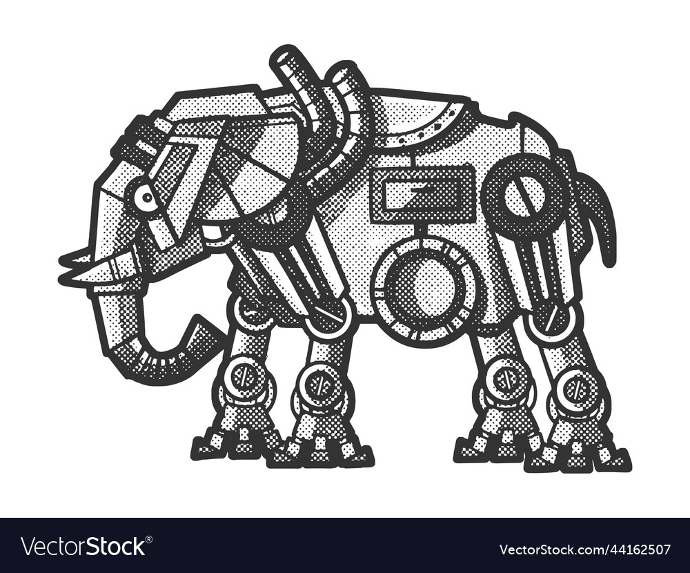 Mechanical elephant robot sketch Royalty Free Vector Image