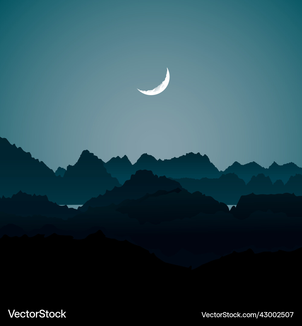 Moon mountain Royalty Free Vector Image - VectorStock