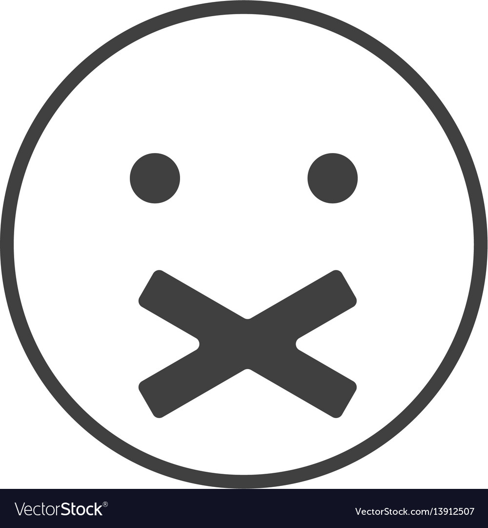 Silence icon face with crossed mouth silence Vector Image