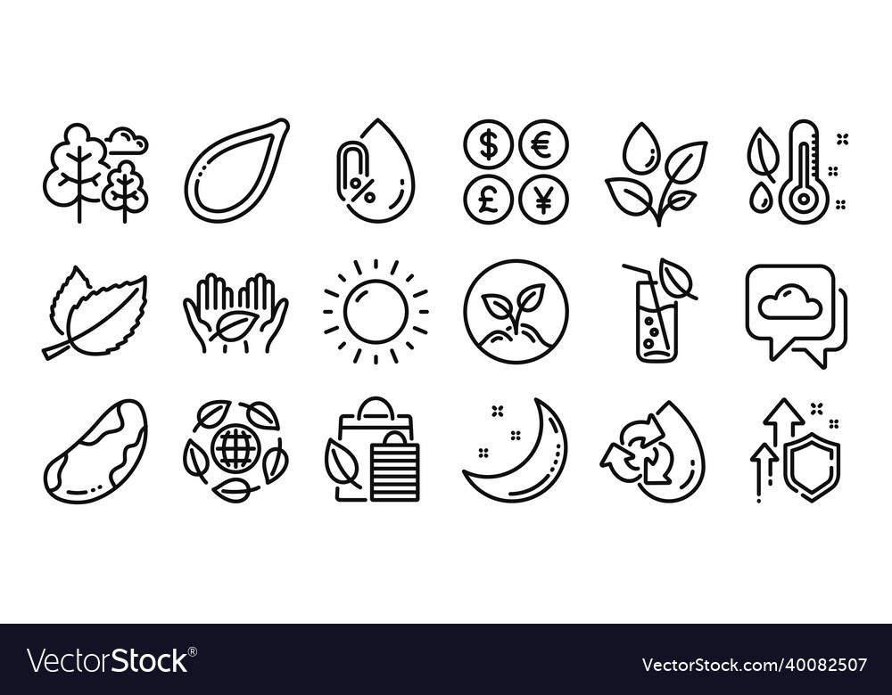 Tree weather forecast and thermometer line icons Vector Image