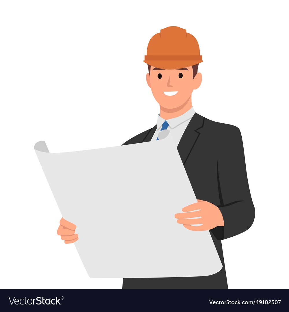 Young businessman engineer developer holding Vector Image