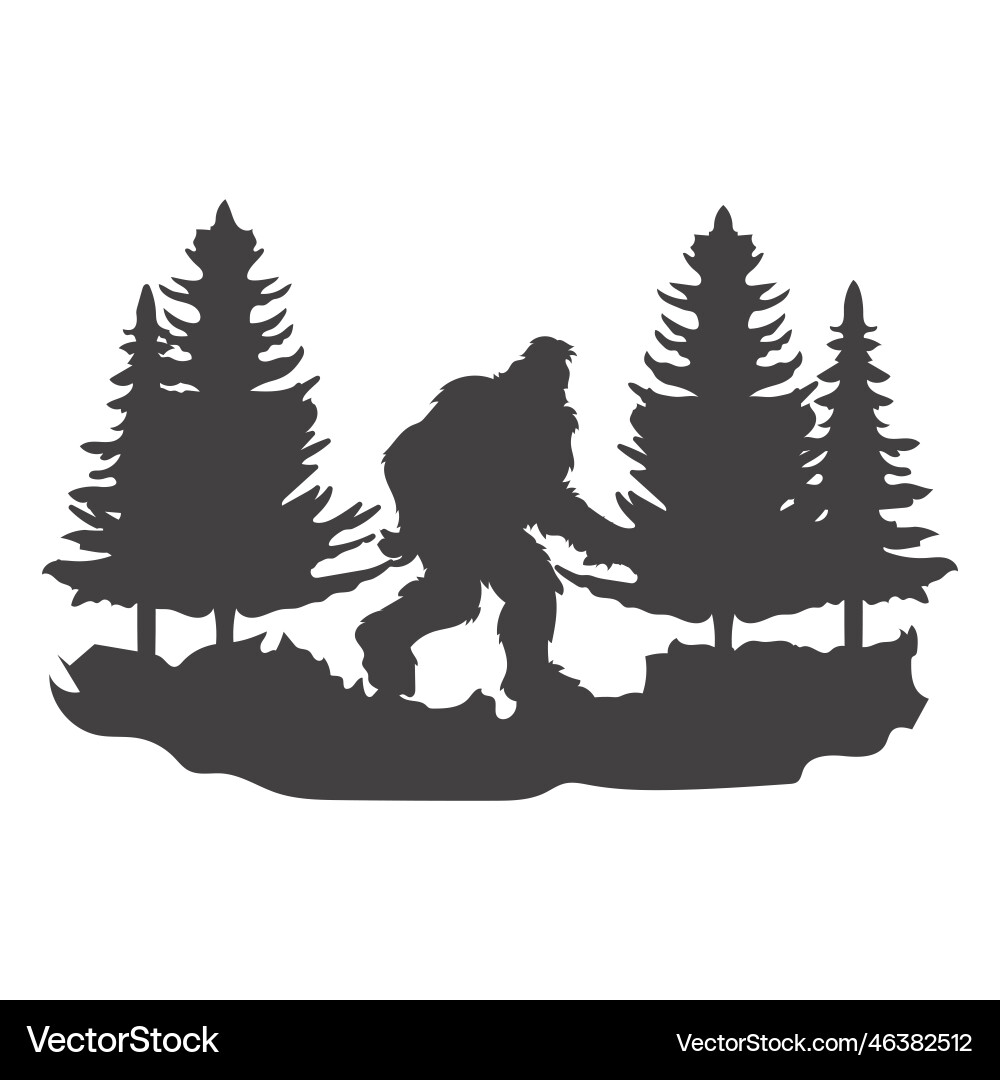 Bigfoot walking in forest cut out Royalty Free Vector Image