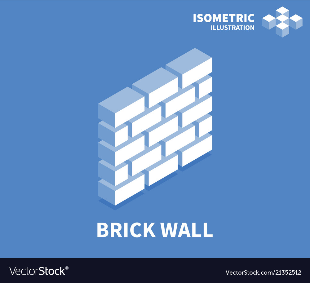 brick wall icon isometric