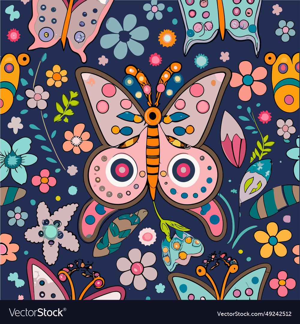 Butterfly flower pattern Royalty Free Vector Image