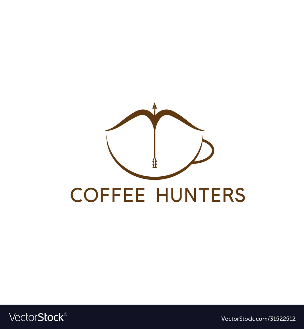 Coffee cup with arrow and bow design template Vector Image