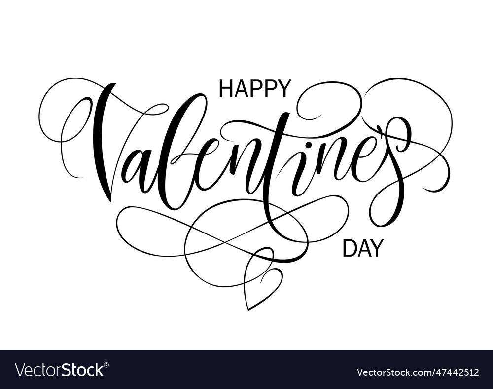 Happy valentines day lettering with curls Vector Image