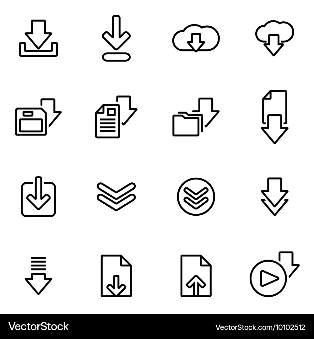 Line download icon set Royalty Free Vector Image