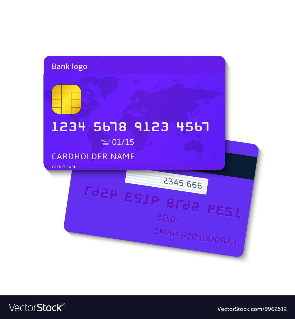 Realistic blue credit card Royalty Free Vector Image