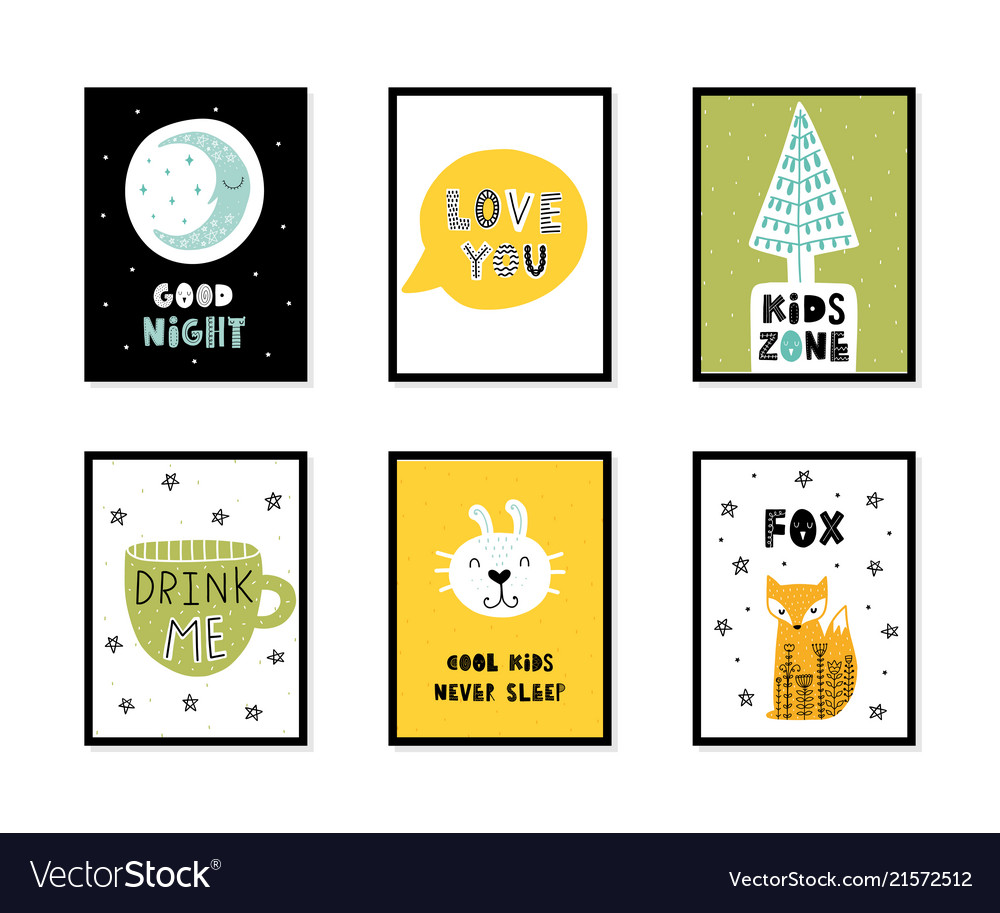 Scandinavian interior kids posters Royalty Free Vector Image