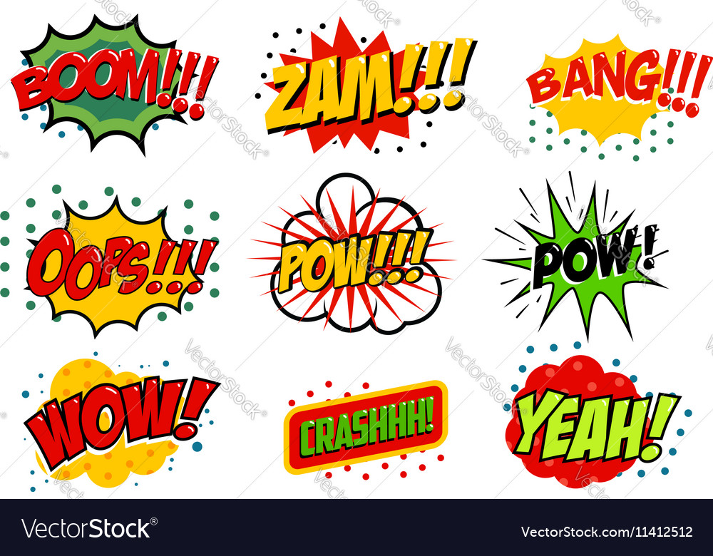 Set of comic style sound effects Royalty Free Vector Image