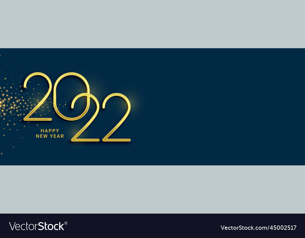 Golden 2022 3d text and sparkles new year banner Vector Image