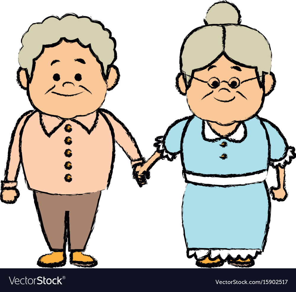 Grandpa and grandma standing lovely image Vector Image