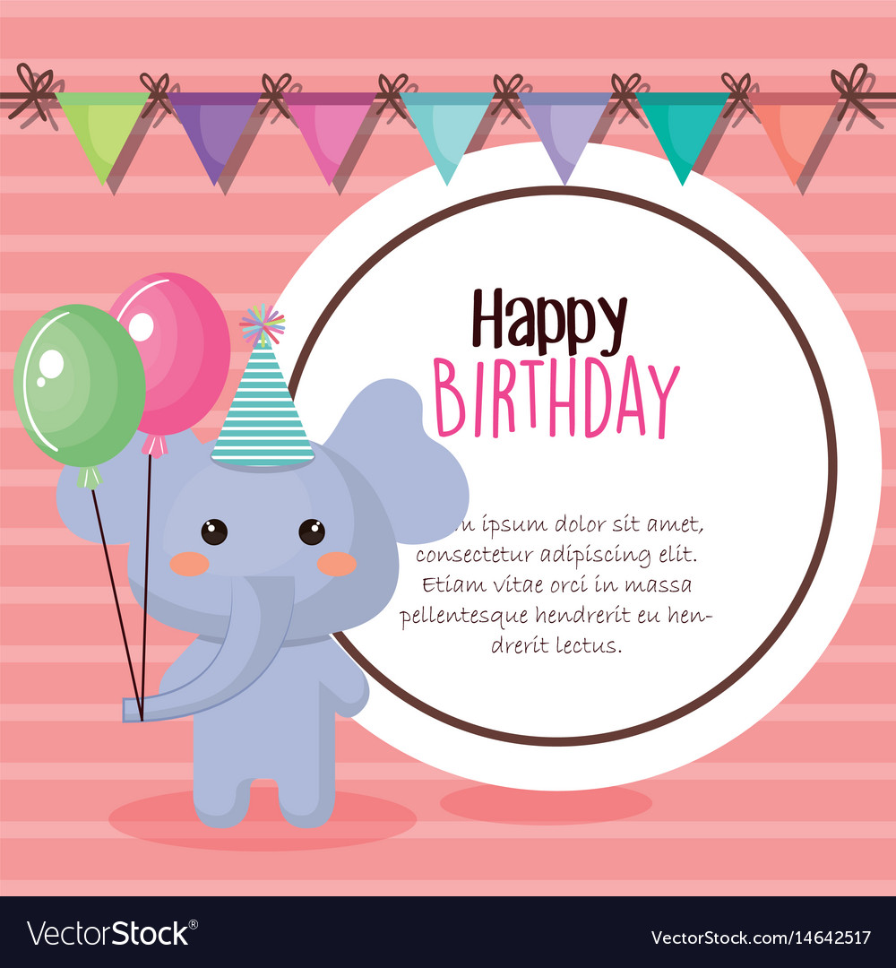 Happy birthday card with tender animal Royalty Free Vector