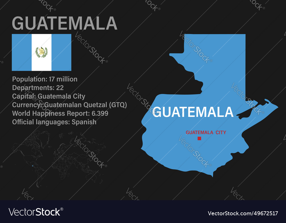 Highly detailed guatemala map with flag capital Vector Image