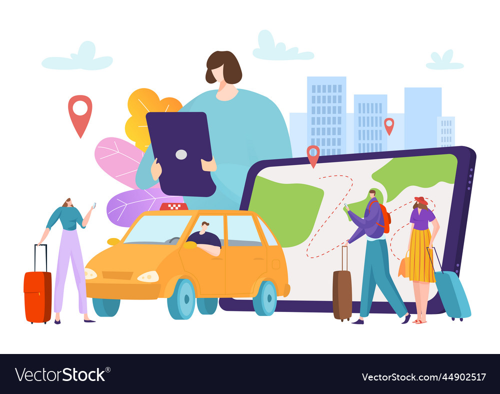 Online taxi service mobile application tourist Vector Image