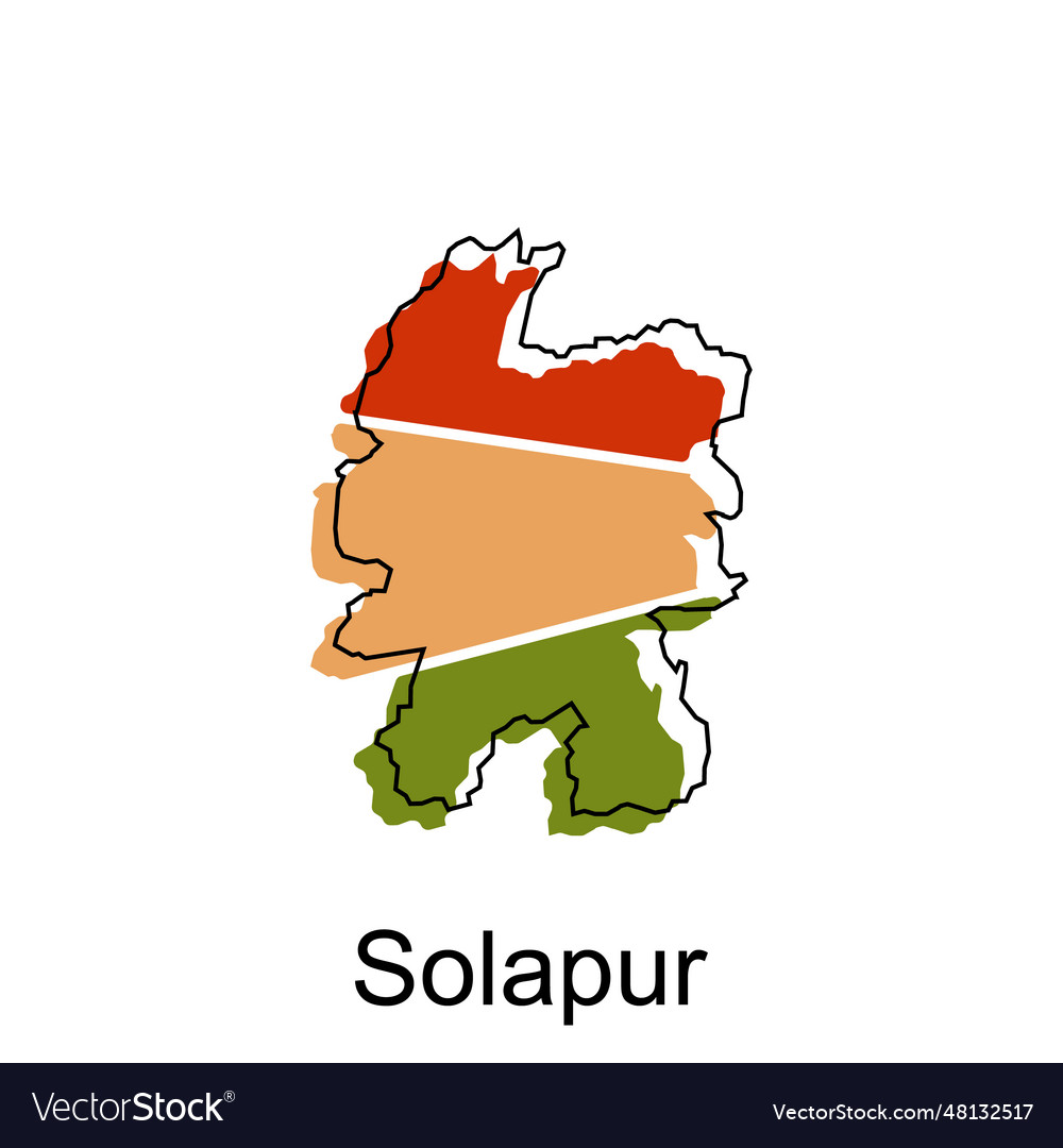 Solapur map map of the india country borders of Vector Image