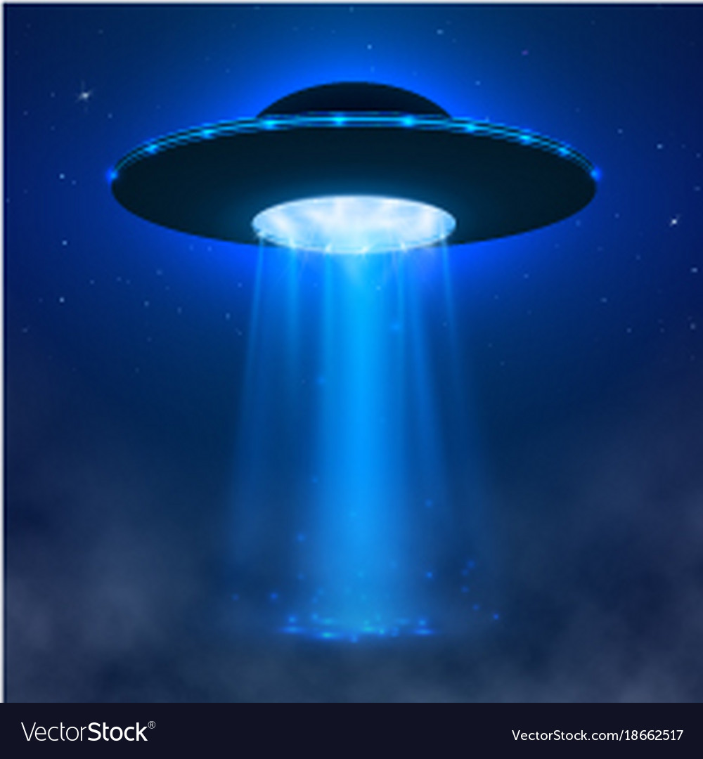 ufo-alien-spacecraft-with-light-beam-and-fog-vector-image