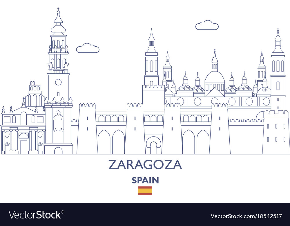 Zaragoza city skyline Royalty Free Vector Image