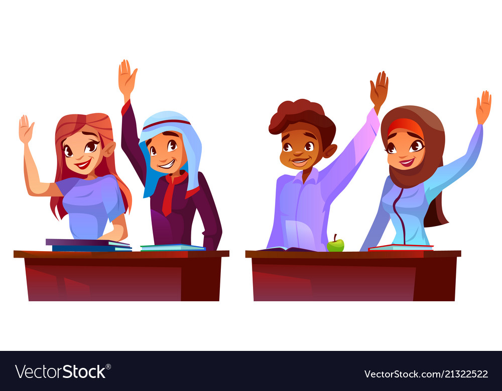 College students - multicultural pupils Royalty Free Vector