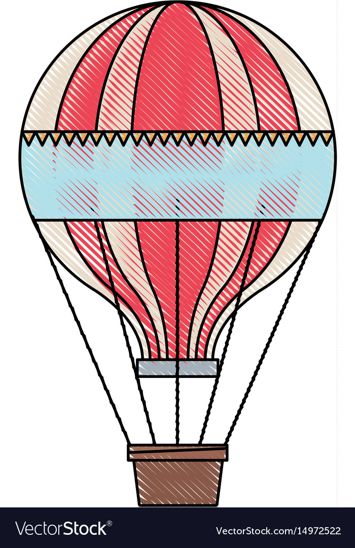 Funfair airballoon with stripes basket Royalty Free Vector