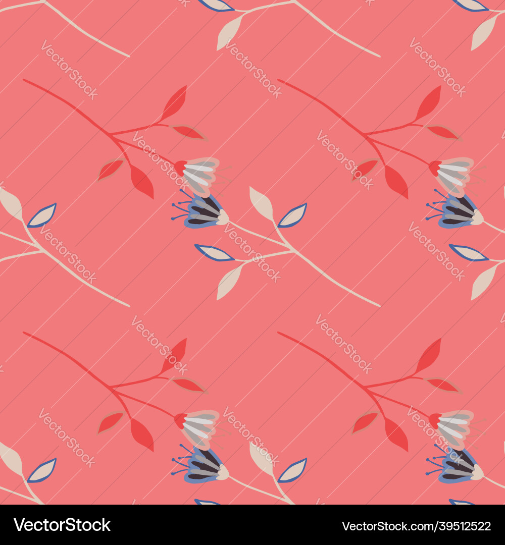 Graphic wildflower seamless pattern on red Vector Image