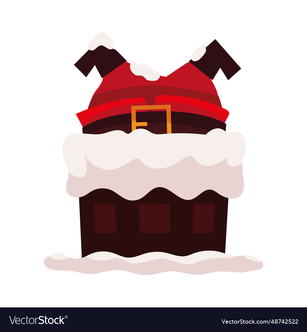 Santa claus legs on chimney Royalty Free Vector Image