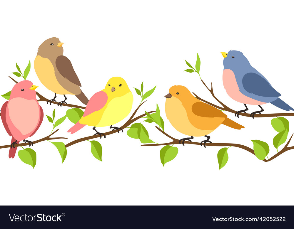 Seamless pattern with stylized birds sitting Vector Image