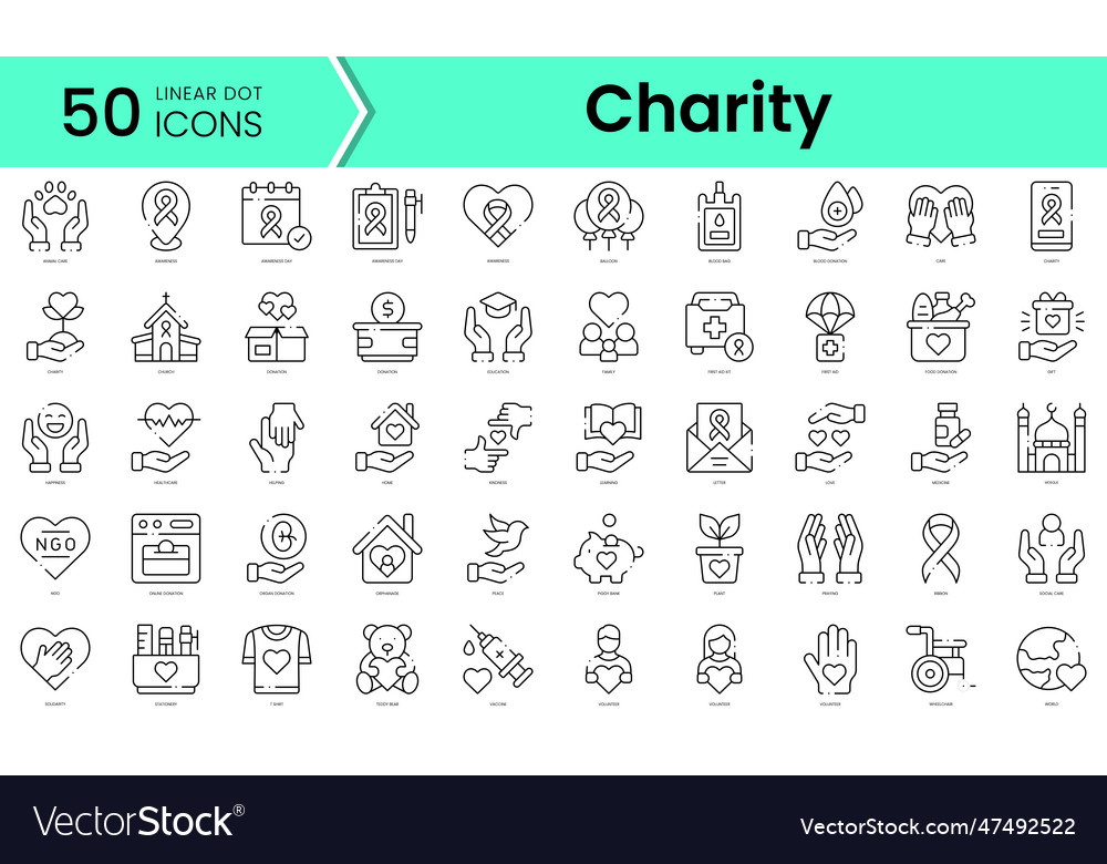 Set of charity icons line art style bundle