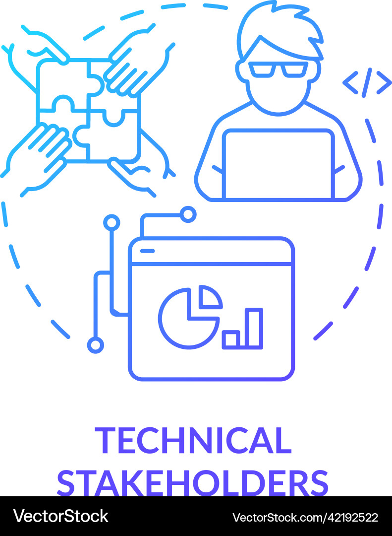 Technical stakeholders blue gradient concept icon Vector Image