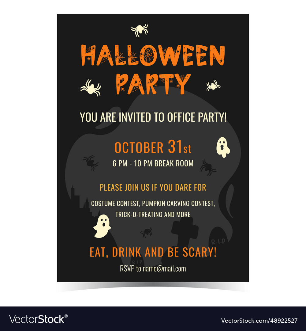 Halloween office party flyer Royalty Free Vector Image