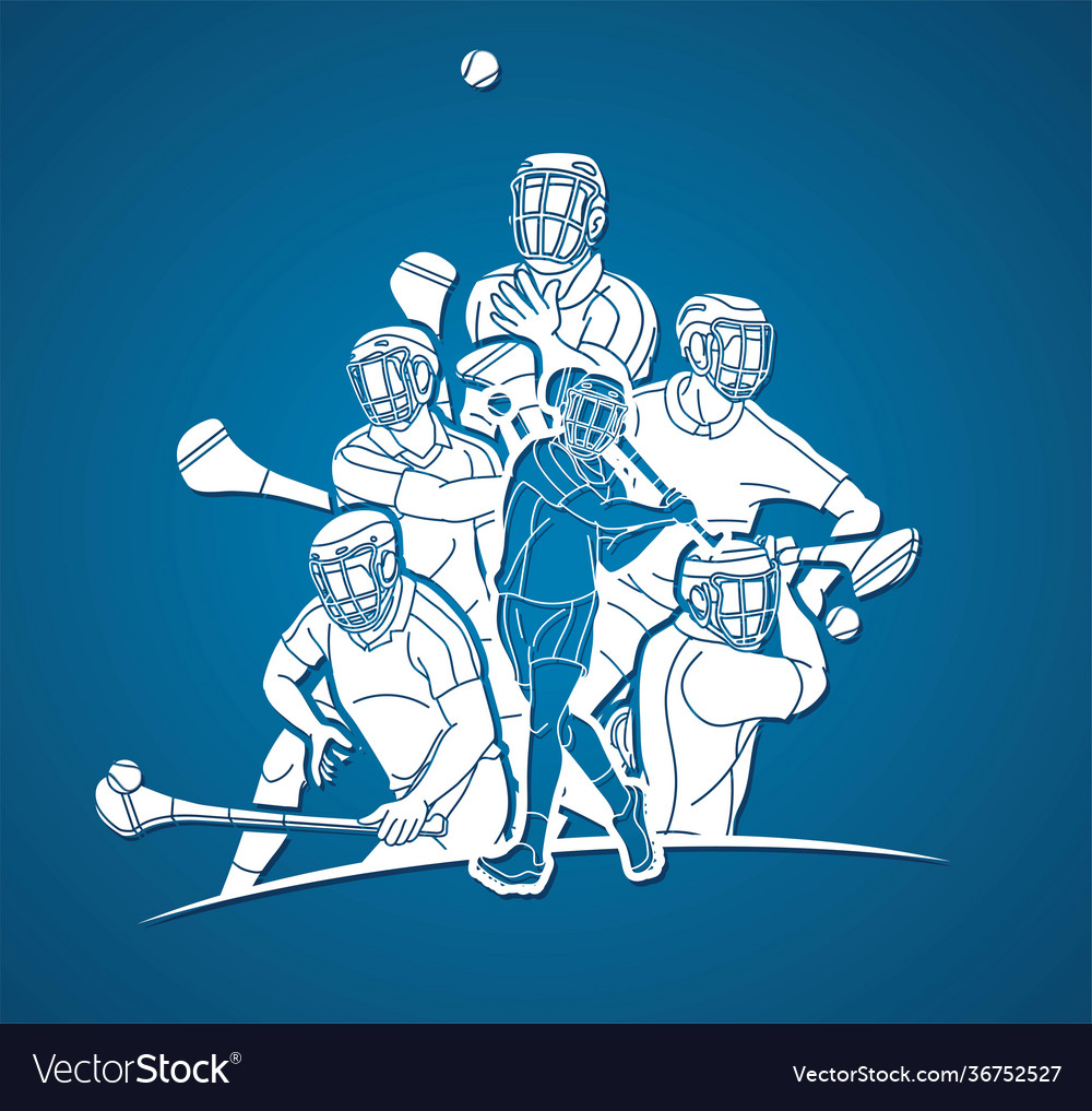 Hurling sport players action hurley cartoon