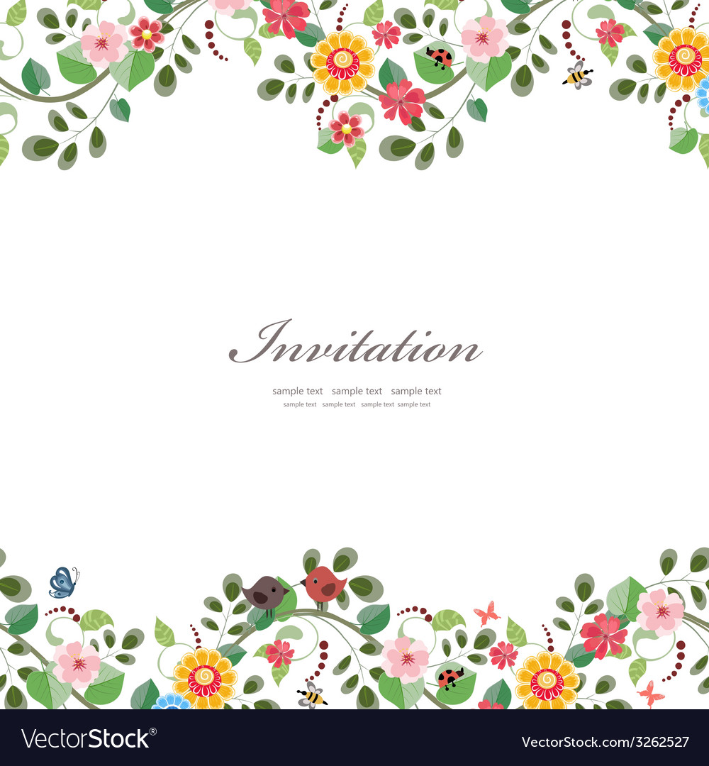 Invitation card with cute flowers for your design