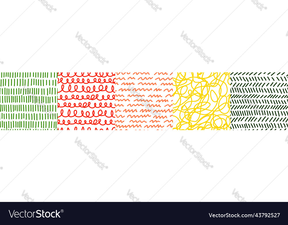 Set of hand drawn sketch spirals lines seamless vector image Set of hand drawn sketch spirals lines seamless