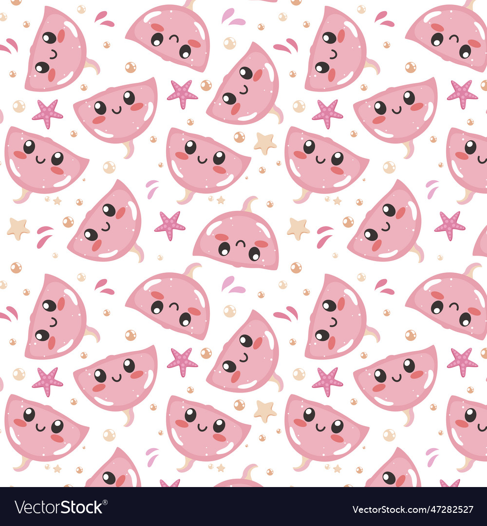 Summer cute seamless patterns with sea animals Vector Image