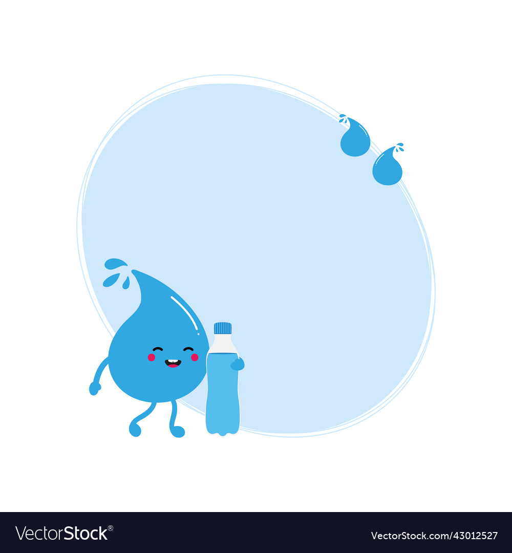 Water drop character with bottle of Royalty Free Vector Water drop character with bottle of Royalty Free Vector