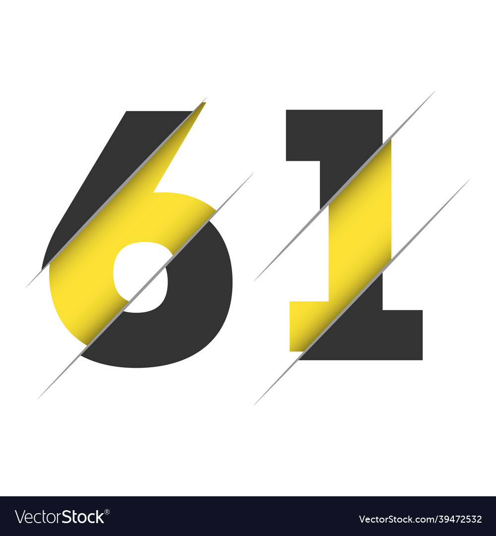 61 6 1 Number Logo Design With A Creative Cut Vector Image