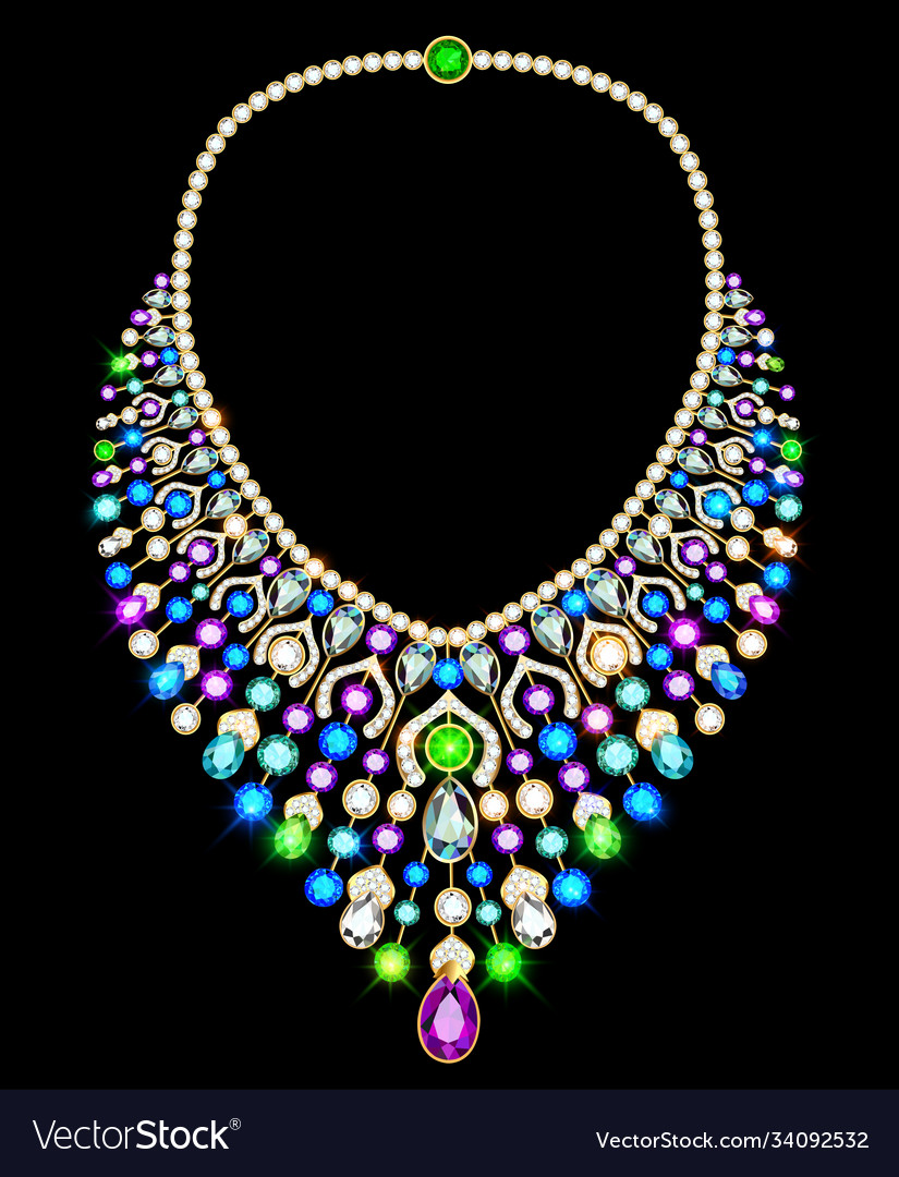 A jewelry womens gold necklace with precious Vector Image