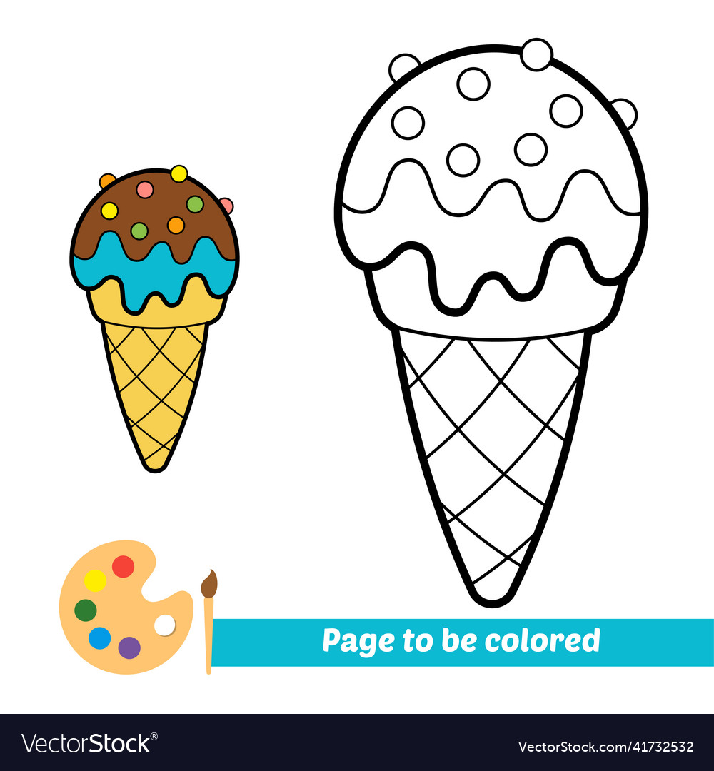 Coloring book for kids ice cream Royalty Free Vector Image