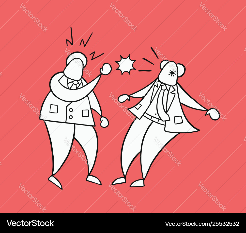 Hand Drawn Angry Businessman Worker Punched His Vector Image