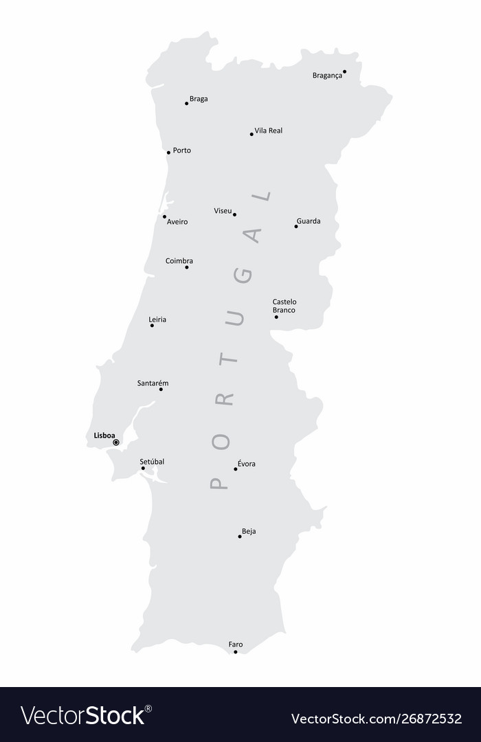 Algarve portugal map grey Royalty Free Vector Image