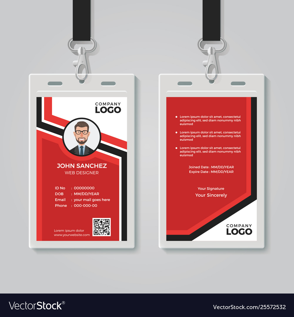 Modern red id card template Royalty Free Vector Image With Personal Identification Card Template