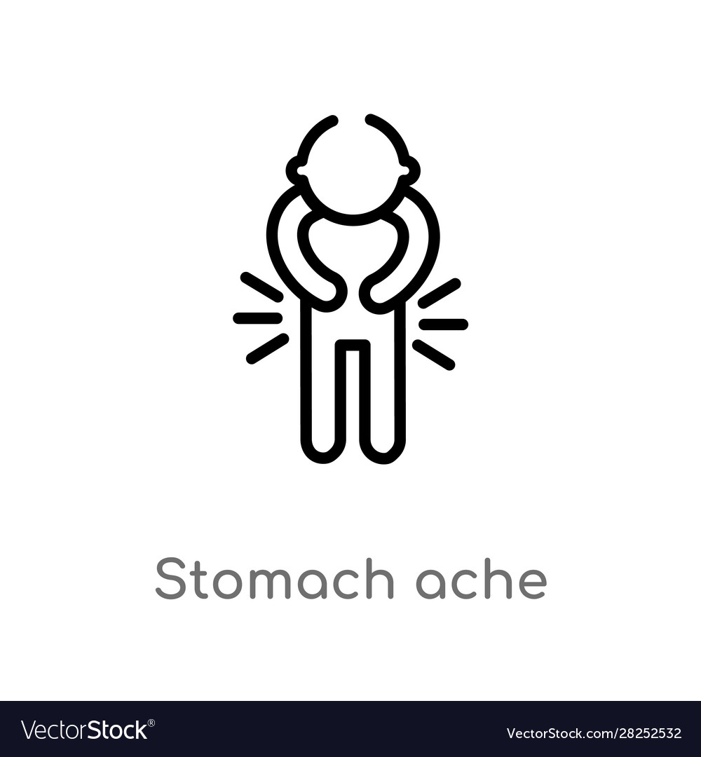 Outline stomach ache icon isolated black simple Vector Image