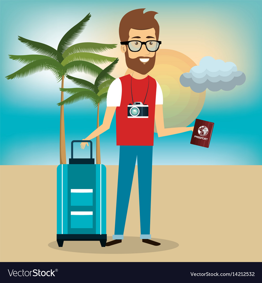 Traveler man avatar character Royalty Free Vector Image