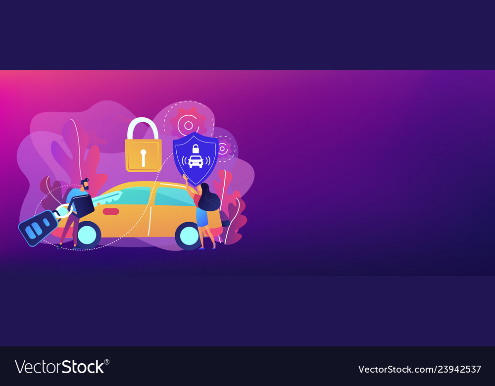 Car Alarm System Concept Banner Header Royalty Free Vector