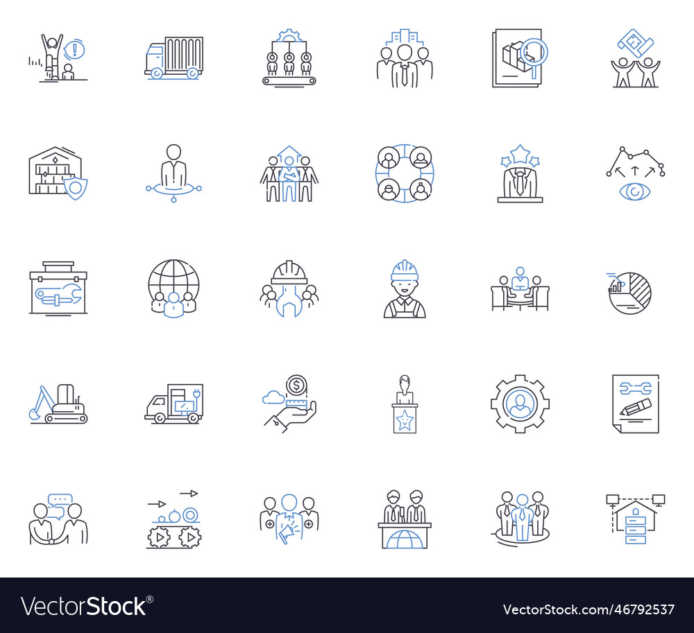 Financial institution line icons collection bank