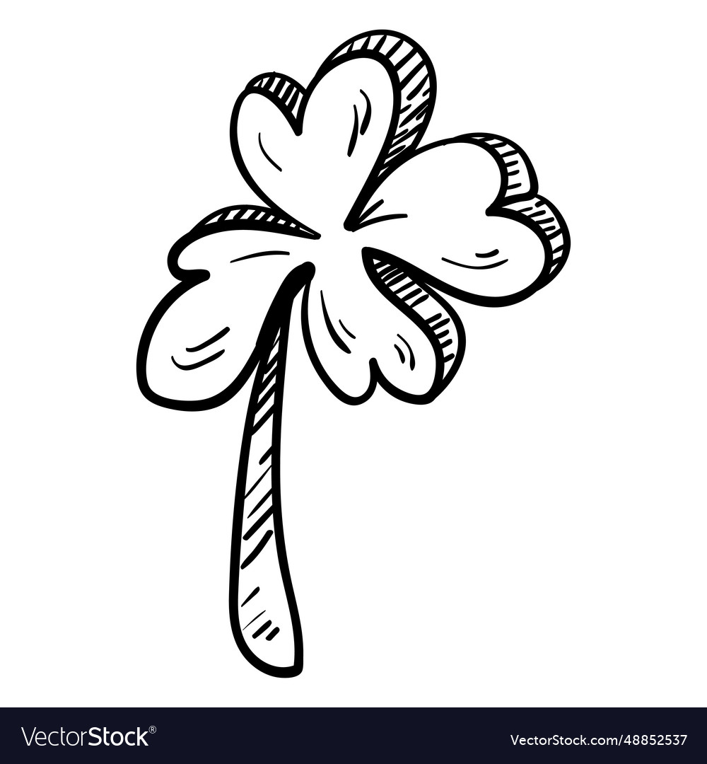 Four leaf clover doodle Royalty Free Vector Image