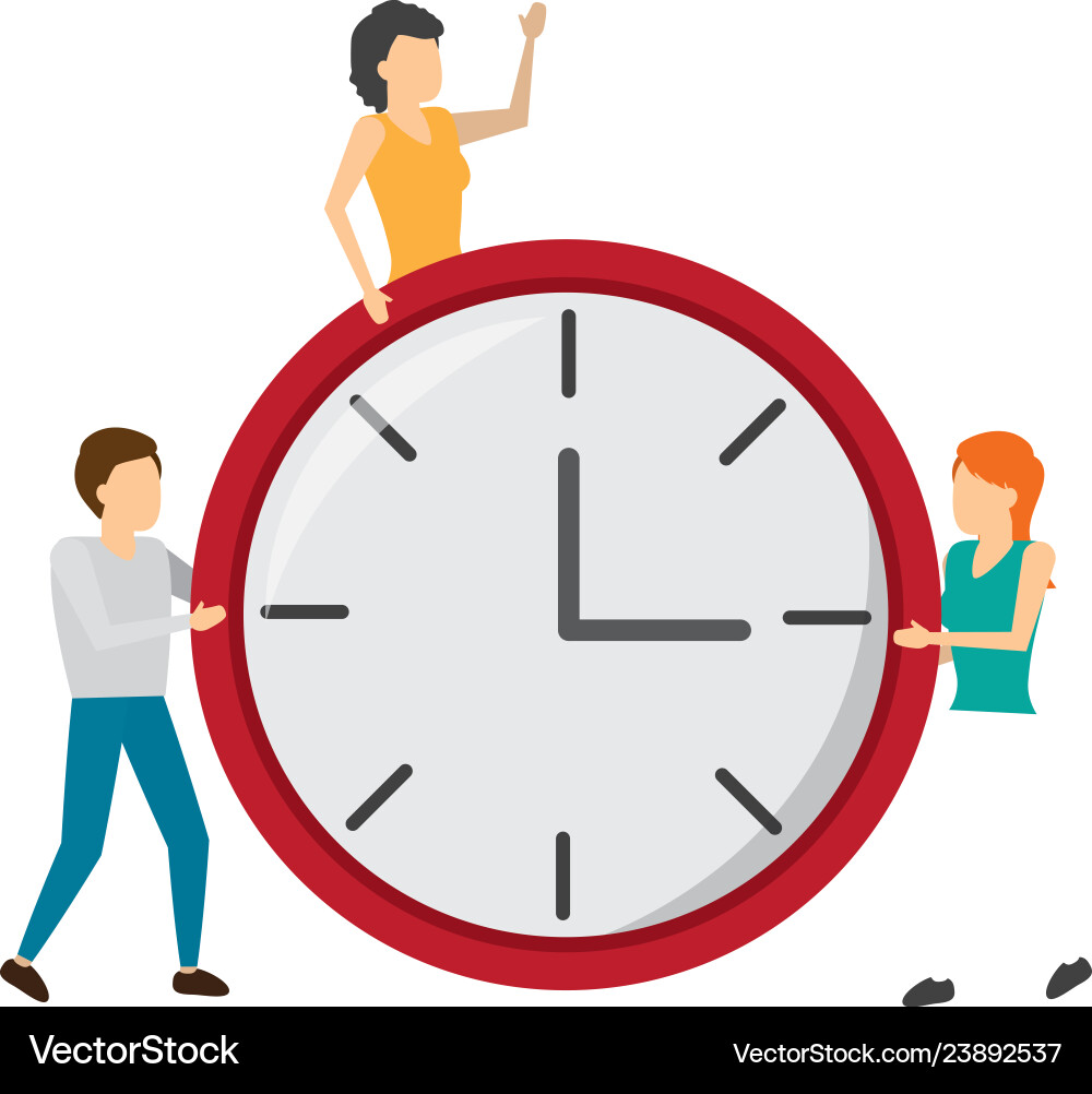 Man and women with clock time Royalty Free Vector Image