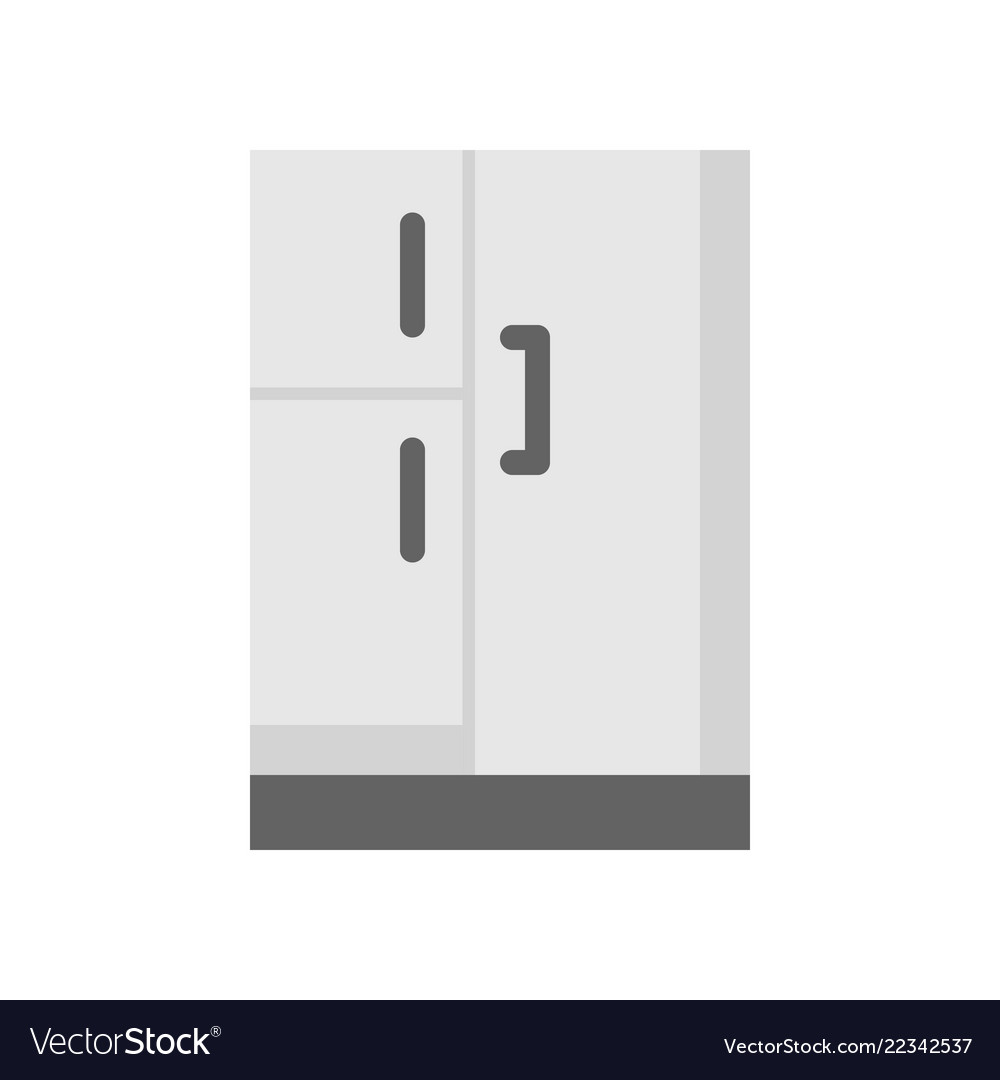 Three door refrigerator icon flat design